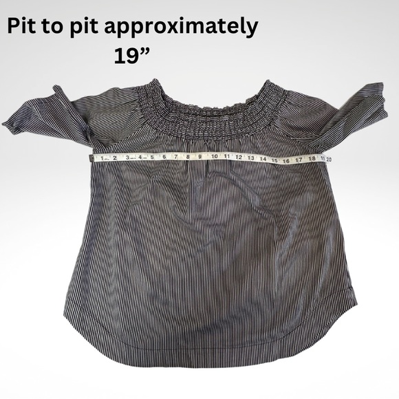 7th Avenue New York Design Studio off the Shoulder Neckline Vertical Striped Top - Picture 9 of 17